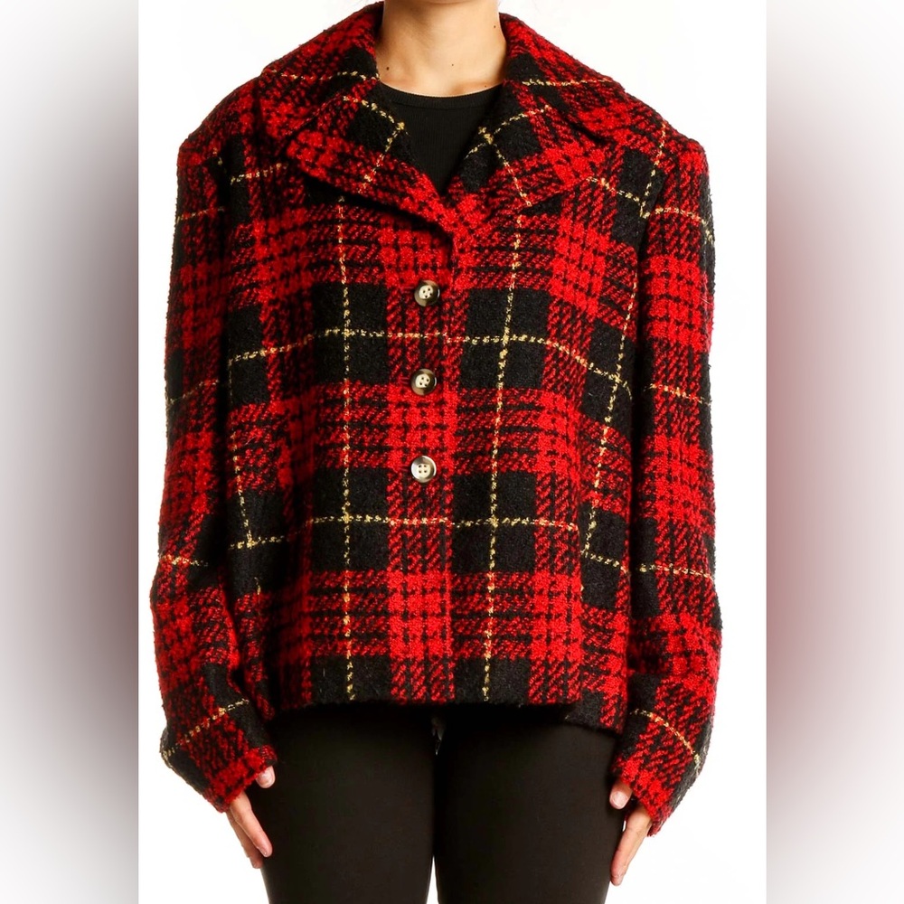 Evan Picone Red and Black Plaid Jacket
